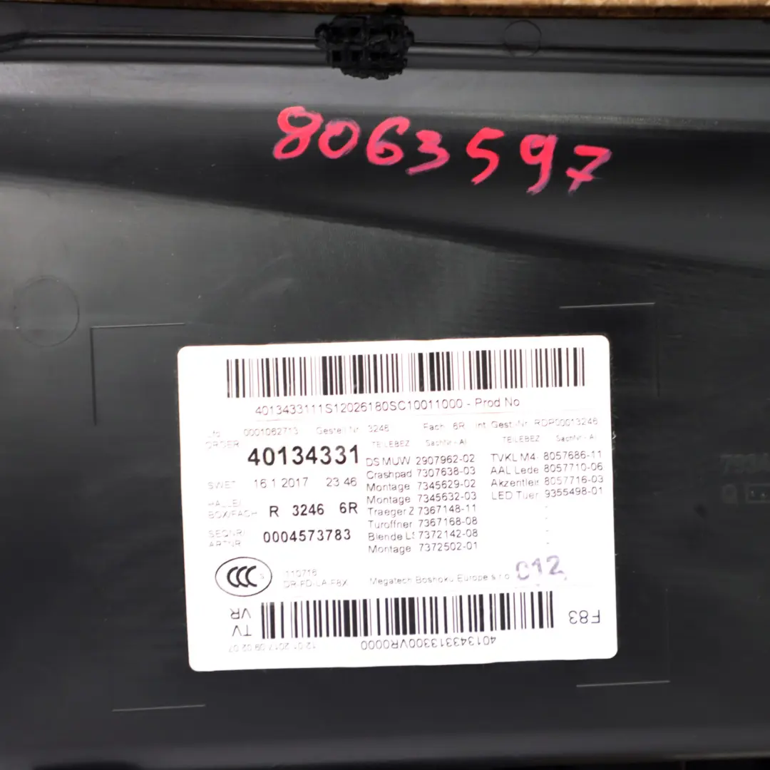  Door Card BMW F82 F83 M4 Front Right O/S Door Lining Leather Merino Silverstone - SKU 8063618 - Part number 8063618