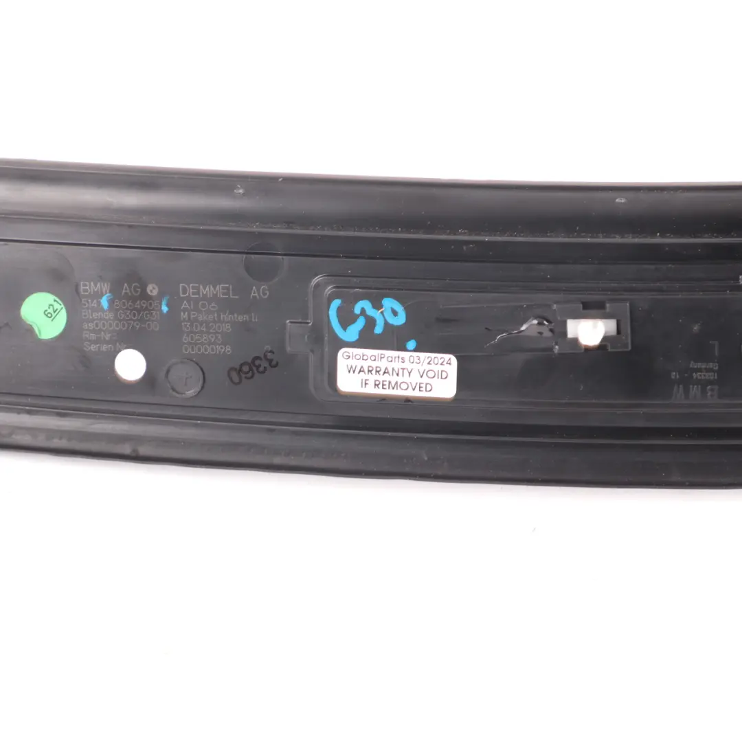 Panneau d'entrée illuminé Porte arrière gauche pour BMW G30 G31 M Sport à propos du numéro de pièce 8064905 BMW G30 G31 M Sport Panneau d'entrée illuminé Porte arrière gauche - SKU 8064905 - Numéro de pièce 8064905