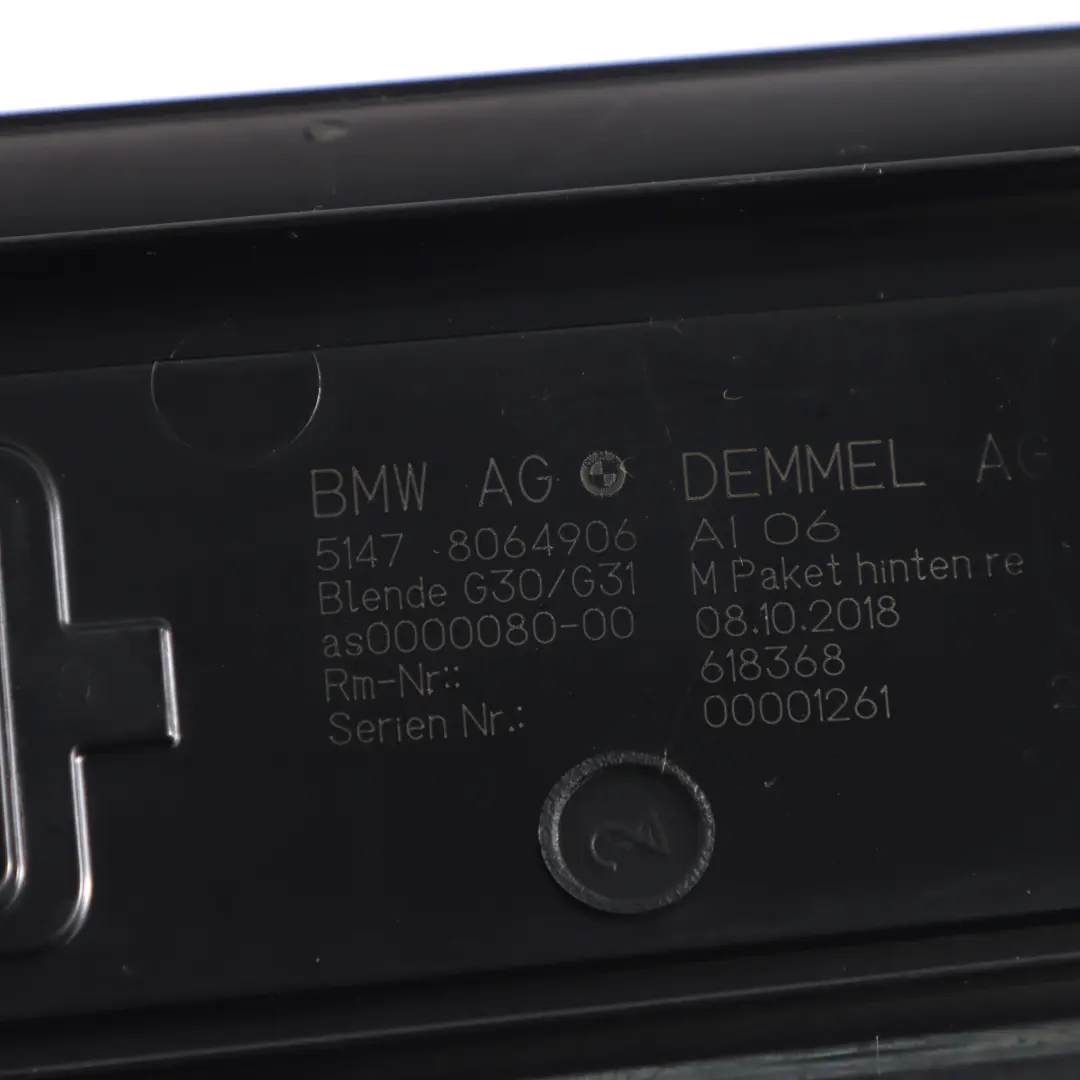 Einstiegsblende beleuchtete Hintertür rechts für BMW G30 G31 M Sport mit Teilenummer 8064906 BMW G30 G31 M Sport Einstiegsblende beleuchtete Hintertür rechts - SKU 8064906-1 - Teilenummer 8064906