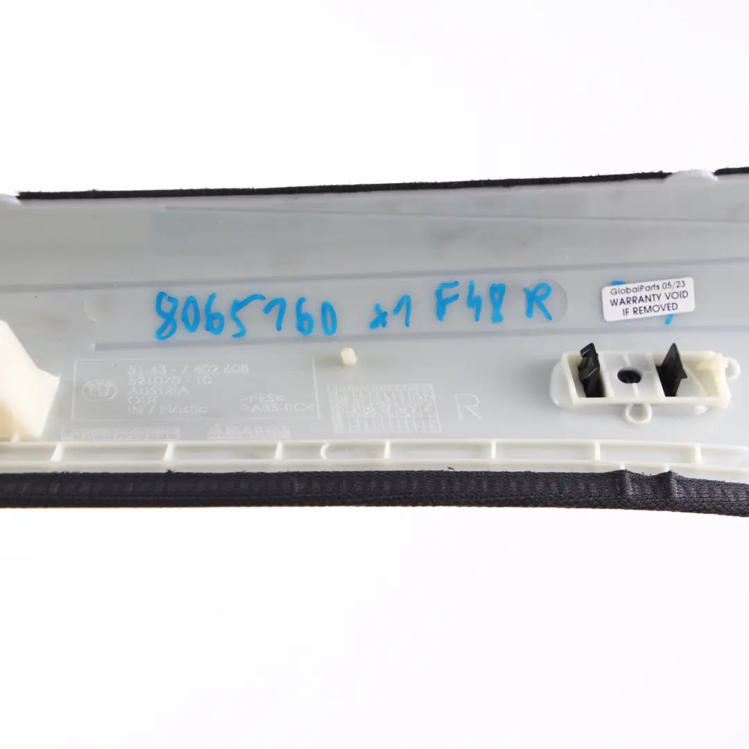 BMW X1 F48 Säulenabdeckung Rechts Verkleidung A Säule Schwarz 7402608 - SKU 8065160 - Teilenummer 8065160