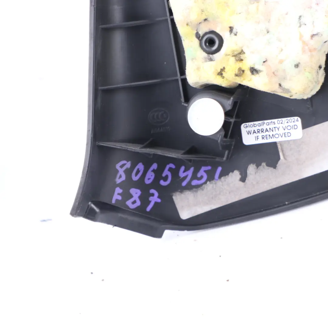 Lateral Trim Panel Rear Left N/S Lining Black Blue Cloth to BMW F87 M2 with Part number 8065451 BMW F87 M2 Lateral Trim Panel Rear Left N/S Lining Black Blue Cloth - SKU 8065451 - Part number 8065451