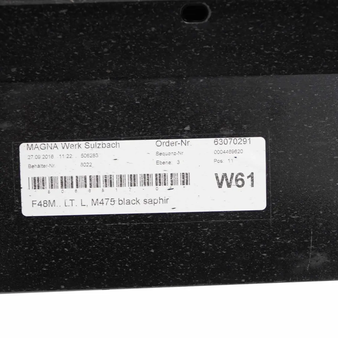 Faldón lateral BMW X1 F48 M Sport Izquierdo Negro Zafiro Metálico - 475 para con número de pieza 8067687 Faldón lateral BMW X1 F48 M Sport Izquierdo Negro Zafiro Metálico - 475 - SKU 8067687-BS - Número de pieza 8067687