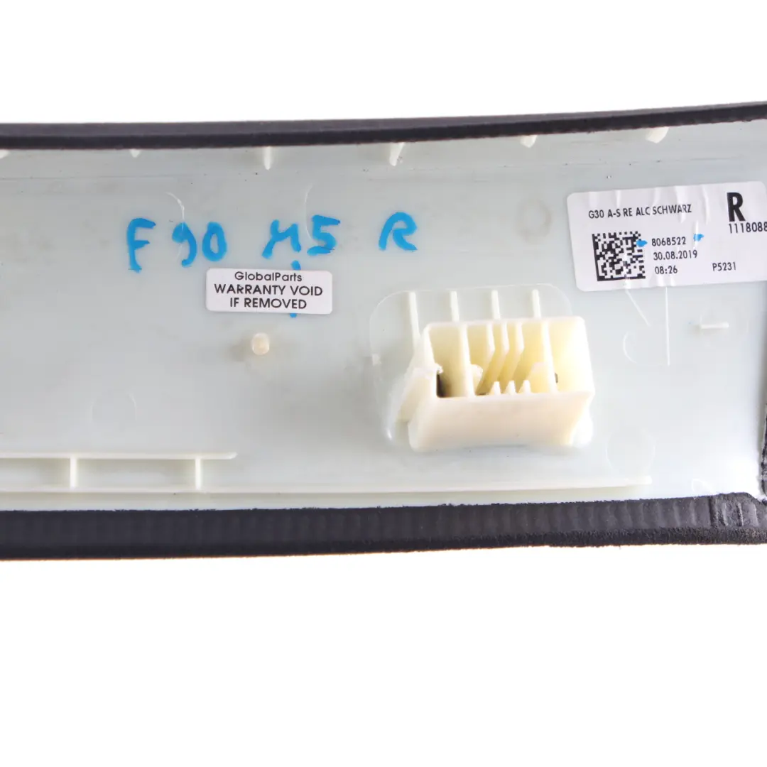 A-Pillar Cover Interior Trim Right O/S Column Alcantara to BMW G30 with Part number 8068522 BMW G30 A-Pillar Cover Interior Trim Right O/S Column Alcantara - SKU 8068522 - Part number 8068522