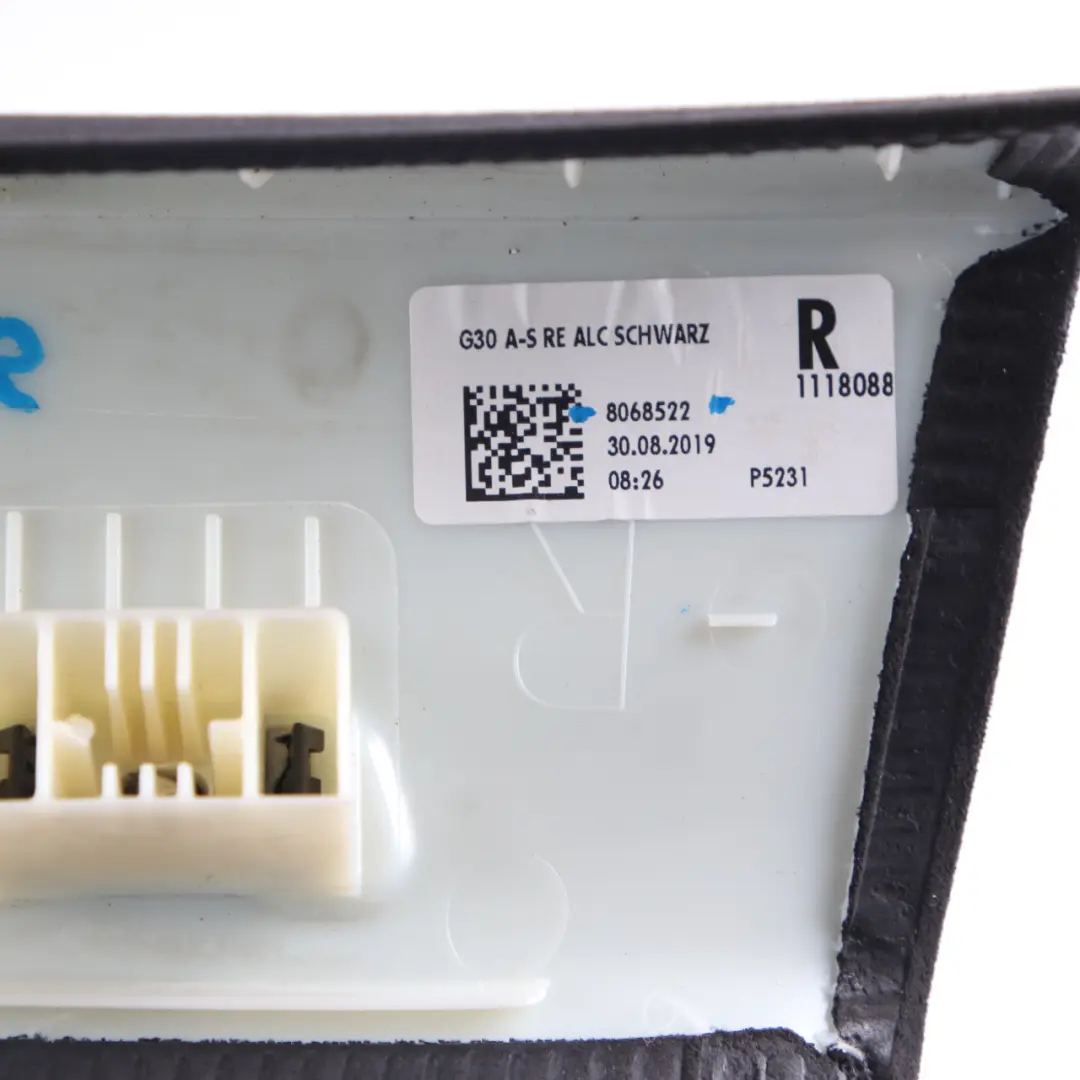 A-Pillar Cover Interior Trim Right O/S Column Alcantara to BMW G30 with Part number 8068522 BMW G30 A-Pillar Cover Interior Trim Right O/S Column Alcantara - SKU 8068522 - Part number 8068522