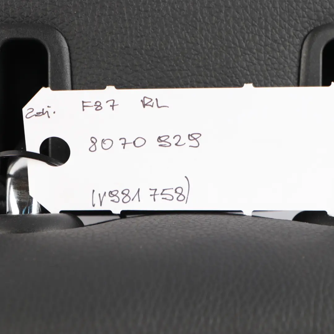 Asiento Trasero Izquierdo Funda Respaldo Tela Cuero Negro Azul para BMW F87 M2 con número de pieza 8070929 BMW F87 M2 Asiento Trasero Izquierdo Funda Respaldo Tela Cuero Negro Azul - SKU 8070929 - Número de pieza 8070929