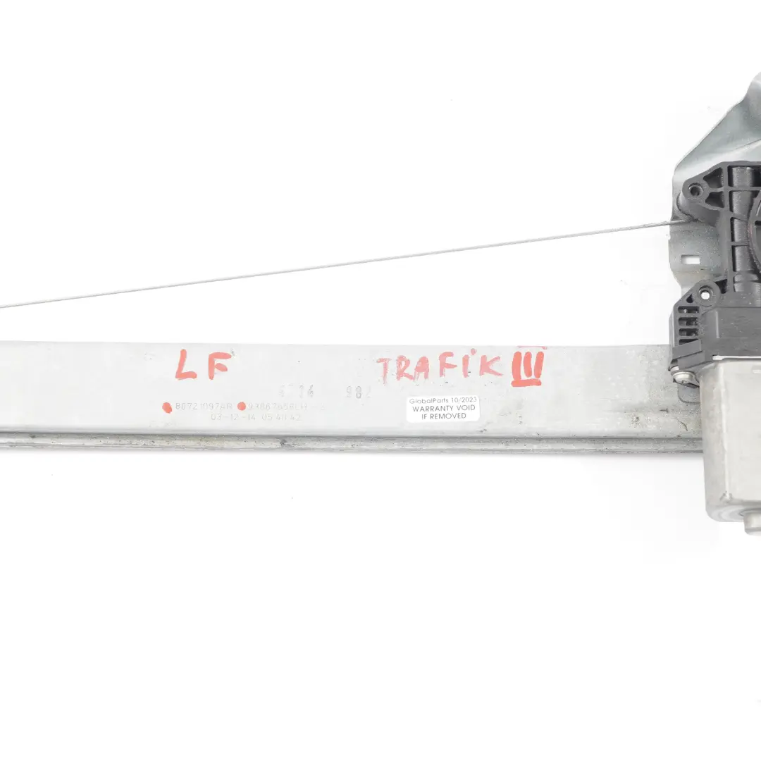 Alzacristalli Porta Anteriore Sinistra Regolatore per Renault Trafic III con numero di parte 807210974R Renault Trafic III Alzacristalli Porta Anteriore Sinistra Regolatore - SKU 807210974R - Numero di parte 807210974R