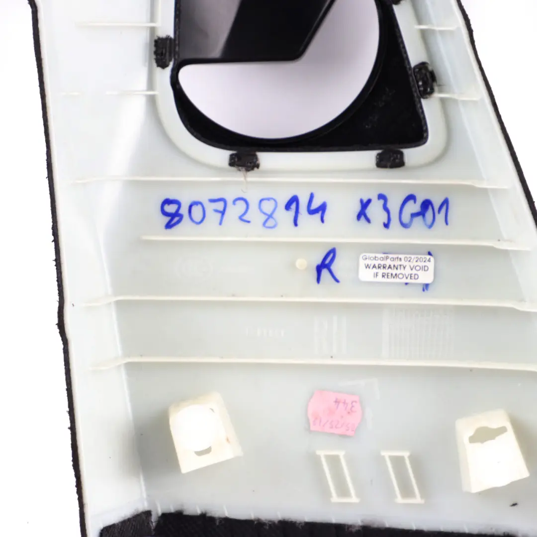 Trim Panel Pillar Upper Column B Right O/S Anthrazit to BMW X3 G01 Cover with Part number 8072814 BMW X3 G01 Cover Trim Panel Pillar Upper Column B Right O/S Anthrazit - SKU 8072814 - Part number 8072814