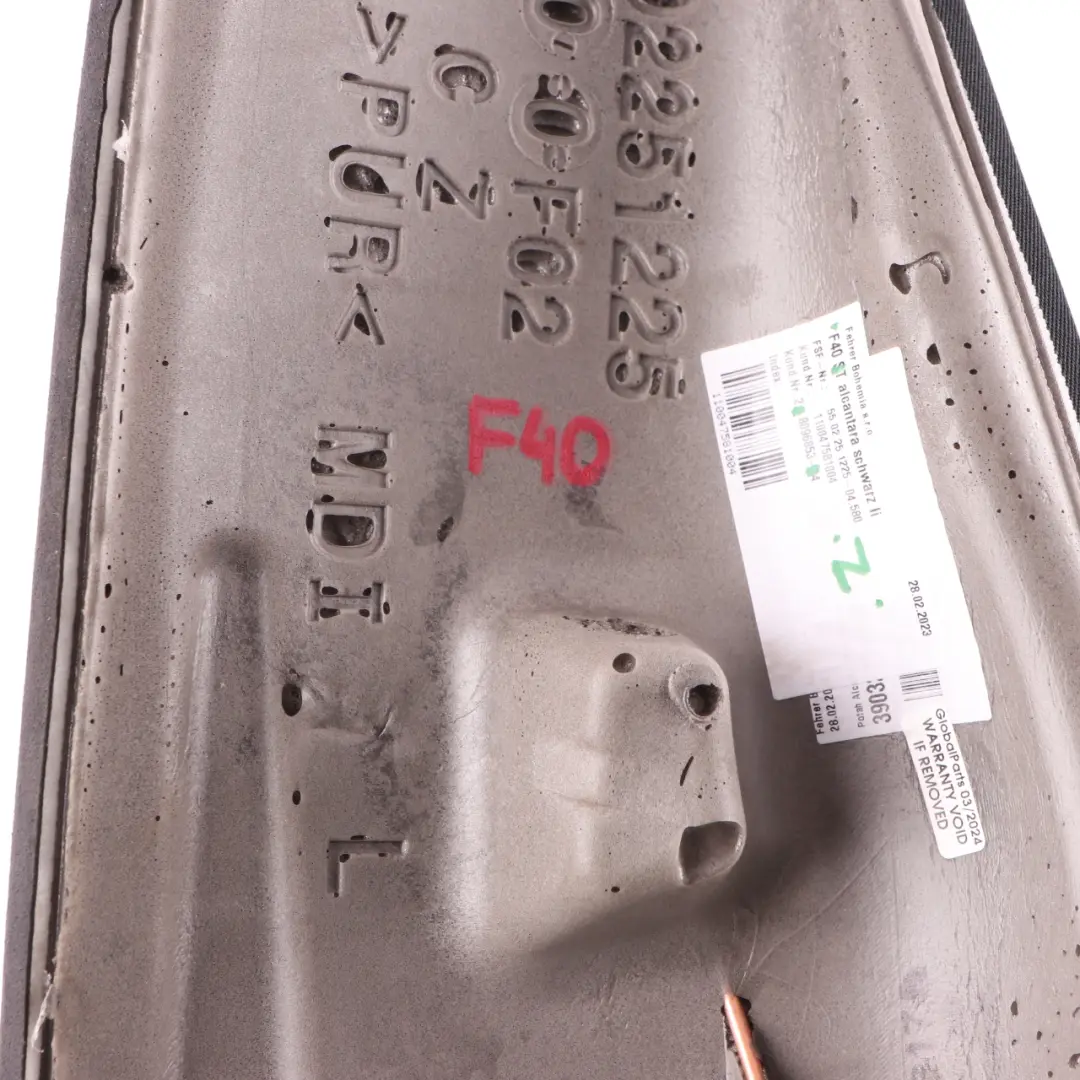 Finition Siège Arrière Gauche Banquette Cache Latéral Noir Alcantara pour BMW F40 à propos du numéro de pièce 8096853 BMW F40 Finition Siège Arrière Gauche Banquette Cache Latéral Noir Alcantara - SKU 8096853 - Numéro de pièce 8096853