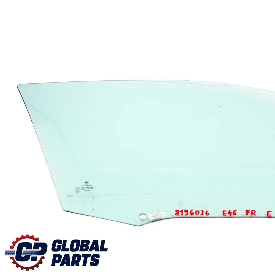 BMW 3 Series E46 Front Right Door Green Side Window AS2 O/S - SKU 8196026 - Part number 8196026