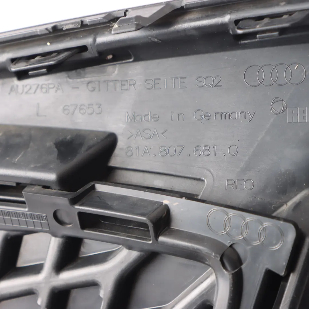 Front Bumper Grille Lower Left N/S Grid Cover Gloss Black to Audi Q2 GA with Part number 81A807681Q Audi Q2 GA Front Bumper Grille Lower Left N/S Grid Cover Gloss Black - SKU 81A807681Q-1 - Part number 81A807681Q