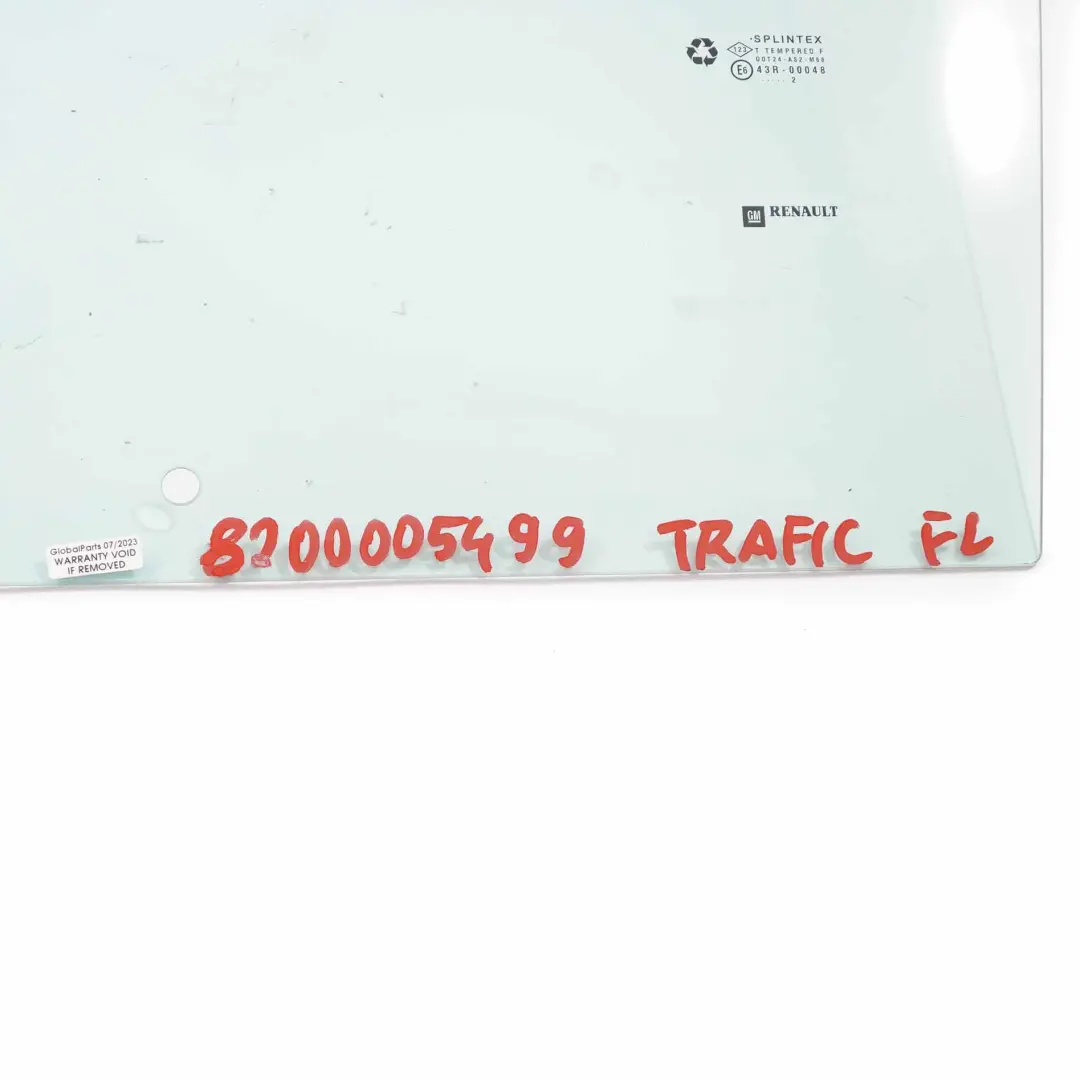 Renault Trafic Opel Vivaro Vitrage Porte Avant Gauche AS2 - SKU 8200005499 - Numéro de pièce 8200005499