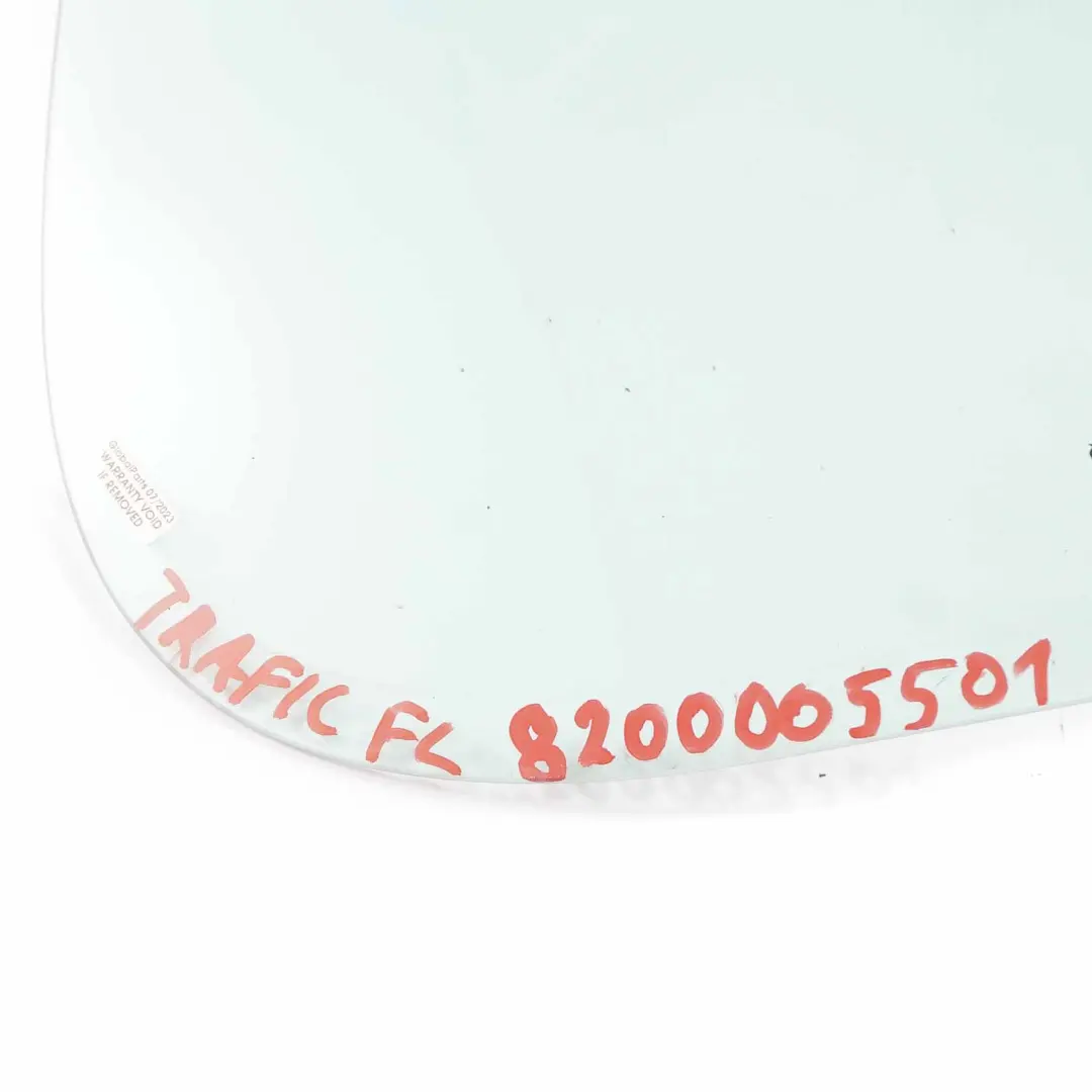 Window Quarter Glass Front Door Left N/S AS2 to Renault Trafic Vivaro with Part number 8200005501 Renault Trafic Vivaro Window Quarter Glass Front Door Left N/S AS2 - SKU 8200005501-1 - Part number 8200005501