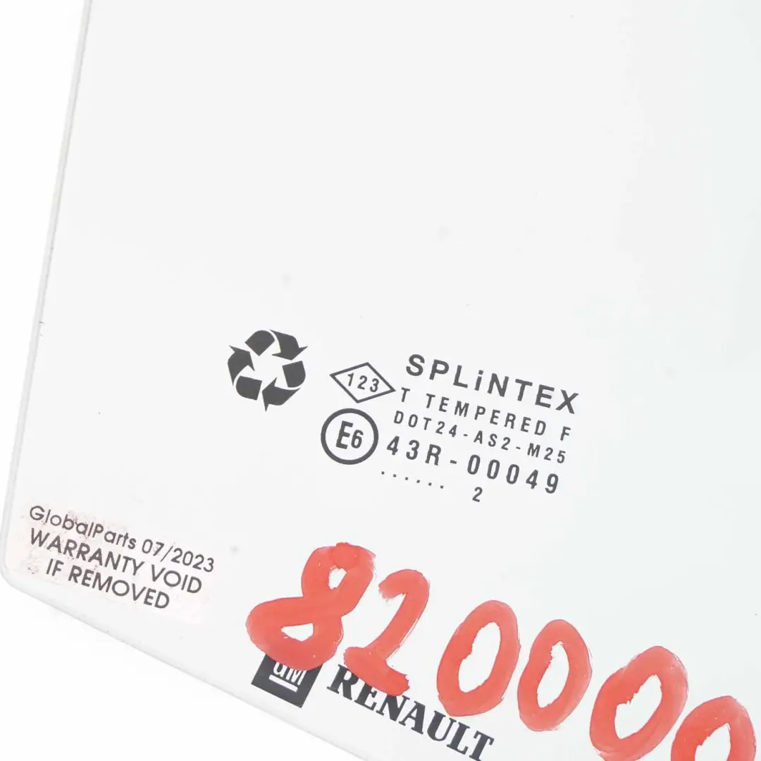 Renault Trafic Vivaro Finestra Quarto Vetro Porta Anteriore Destra - SKU 8200005502 - Numero di parte 8200005502