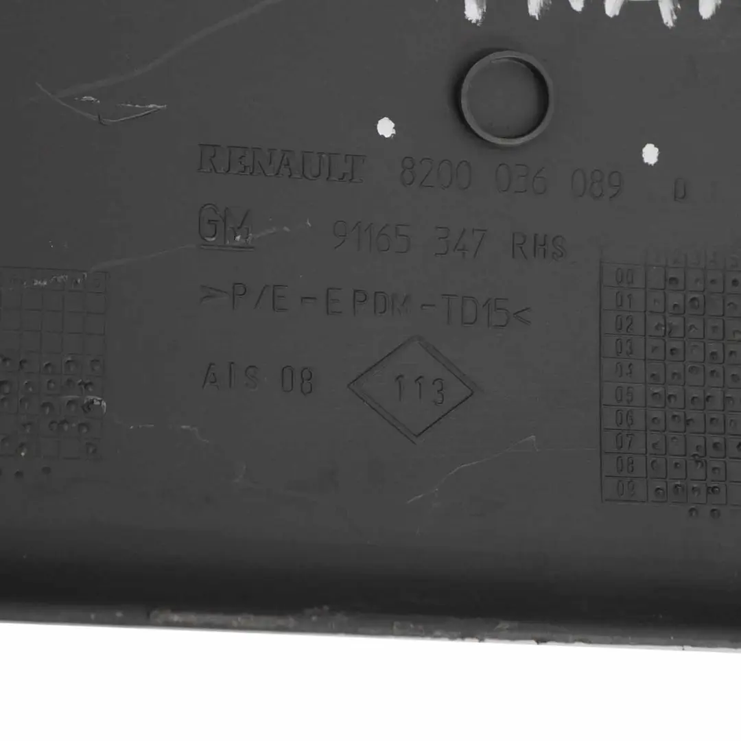 Moldura Trasera Derecha Embellecedor Tapa para Renault Trafic II con número de pieza 8200036089 Renault Trafic II Moldura Trasera Derecha Embellecedor Tapa - SKU 8200036089 - Número de pieza 8200036089