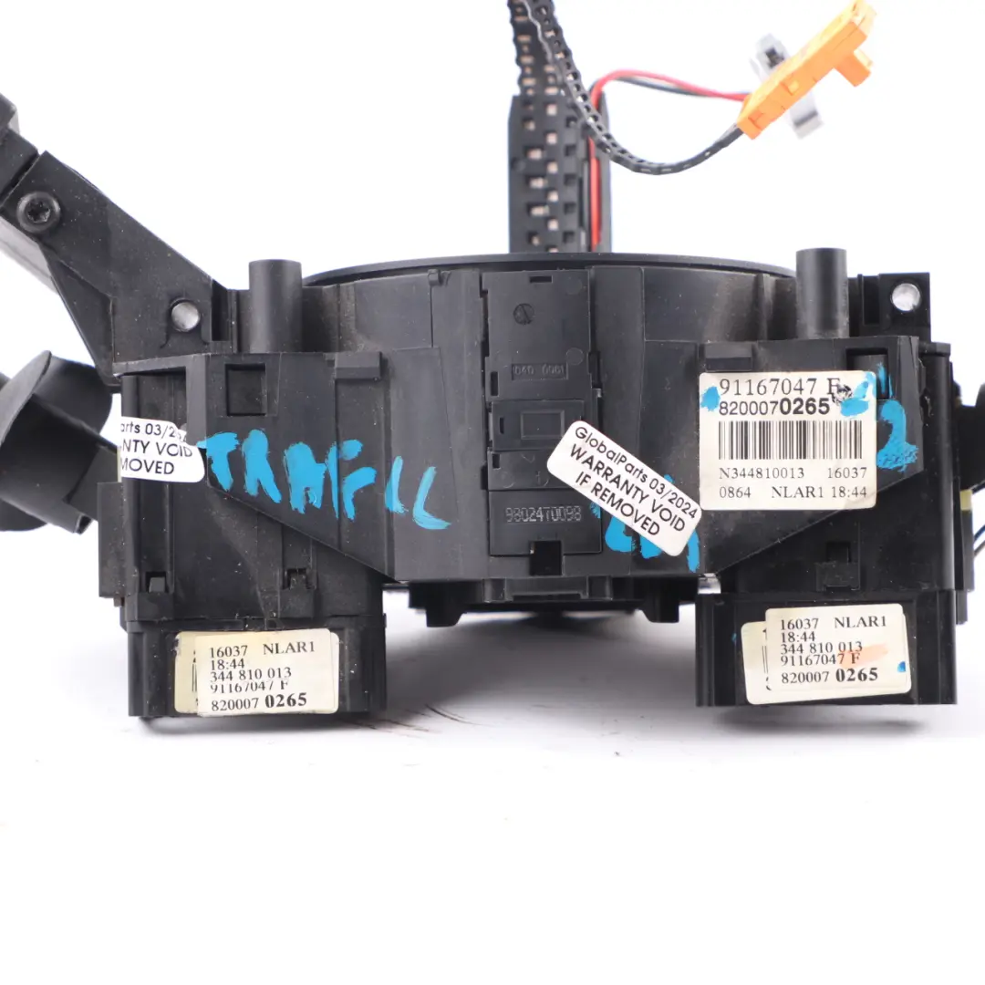 Steering Column Cluster Wiper Stalk Squib Slip Switch to Renault Trafic with Part number 8200070265 Renault Trafic Steering Column Cluster Wiper Stalk Squib Slip Switch - SKU 8200070265-2 - Part number 8200070265