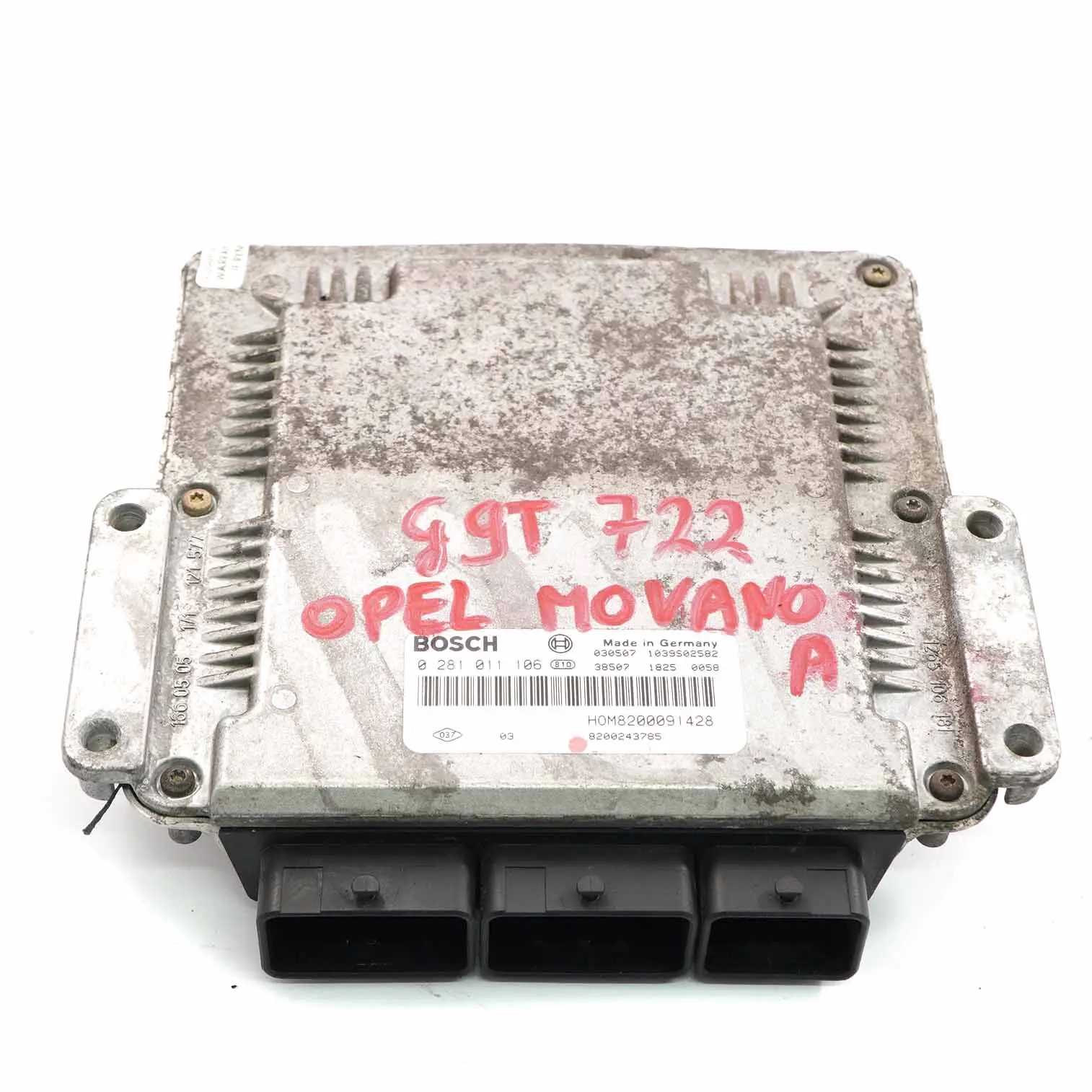 Opel Movano A G9T722 Unité contrôle moteur Module ECU Diesel Manual 8200091428