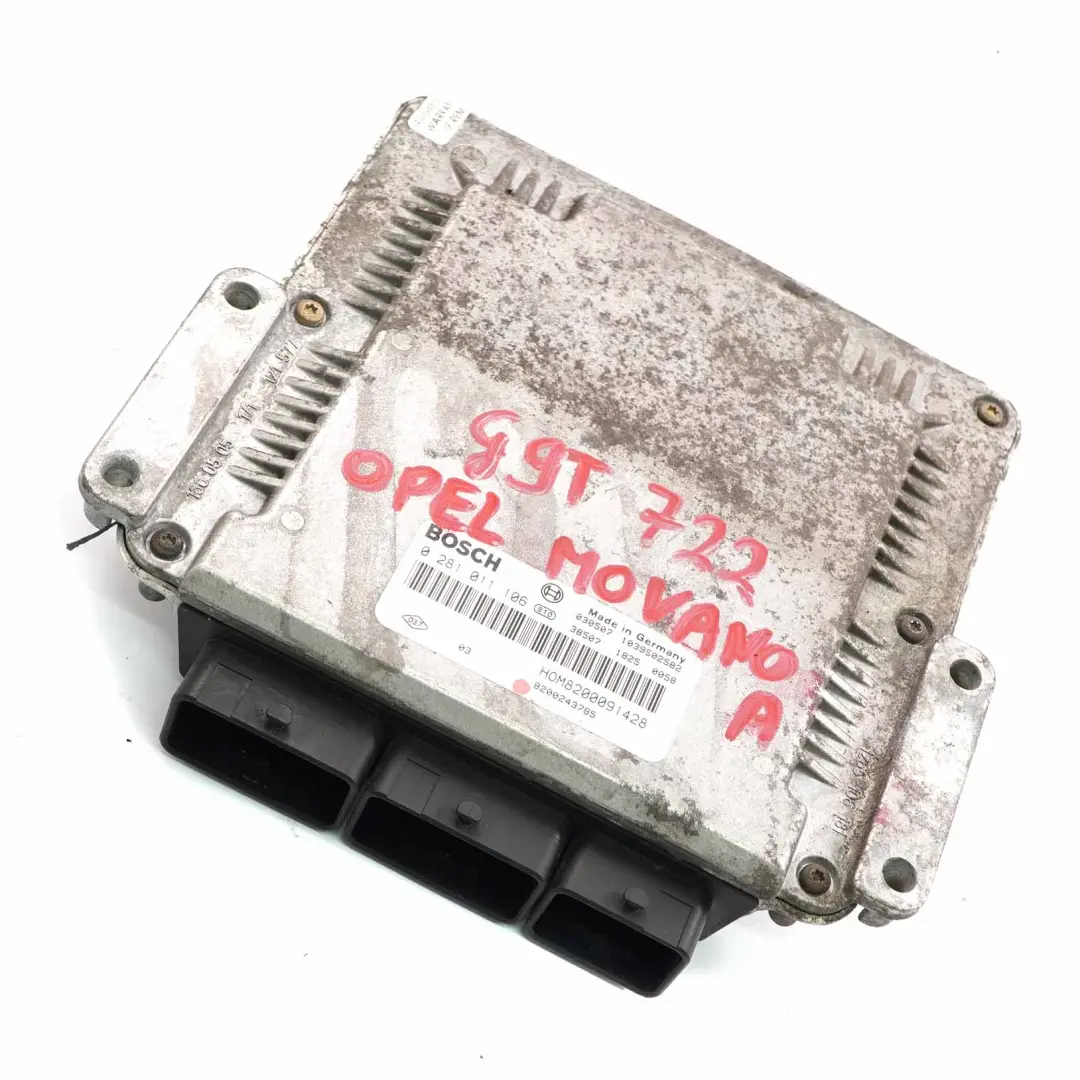 G9T722 Motorsteuergerät ECU Modul Diesel Schaltgetriebe für Opel Movano A mit Teilenummer 8200091428 Opel Movano A G9T722 Motorsteuergerät ECU Modul Diesel Schaltgetriebe - SKU 8200091428 - Teilenummer 8200091428