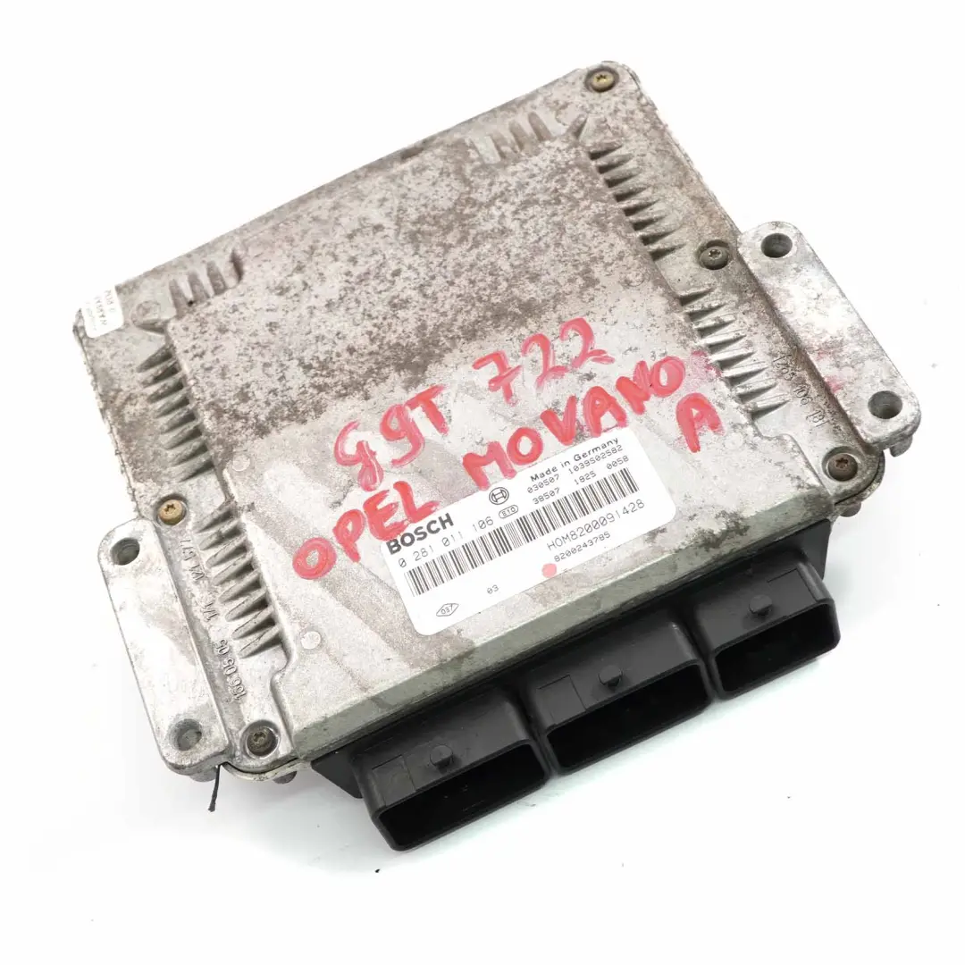 Opel Movano A G9T722 Control Motor Módulo ECU Diesel Manual - SKU 8200091428 - Número de pieza 8200091428