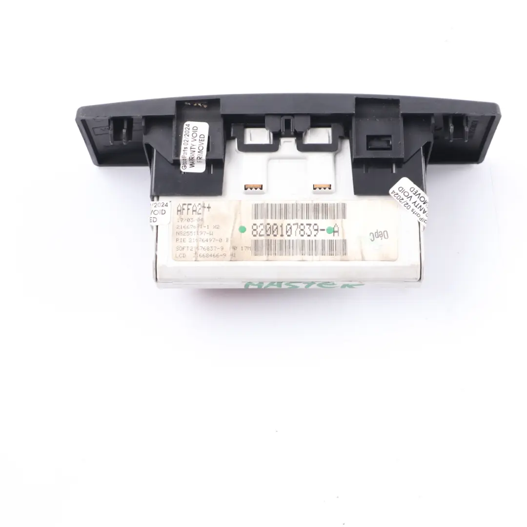 Display Digital Clock Control Unit Module Panel to Renault Master 2 with Part number 8200107839A Renault Master 2 Display Digital Clock Control Unit Module Panel - SKU 8200107839A - Part number 8200107839A