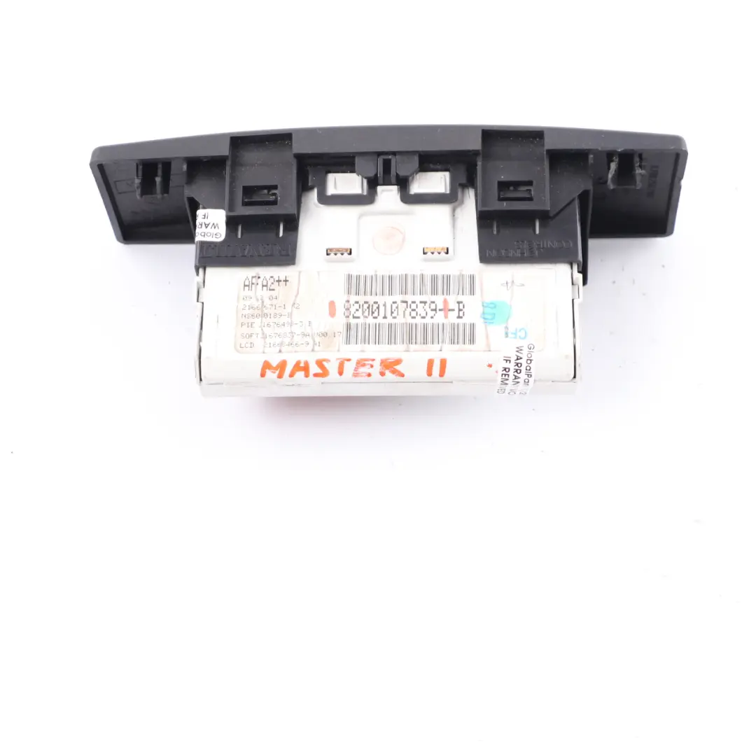 Display Digital Clock Control Unit Panel to Renault Master 2 with Part number 8200107839B Renault Master 2 Display Digital Clock Control Unit Panel - SKU 8200107839B - Part number 8200107839B