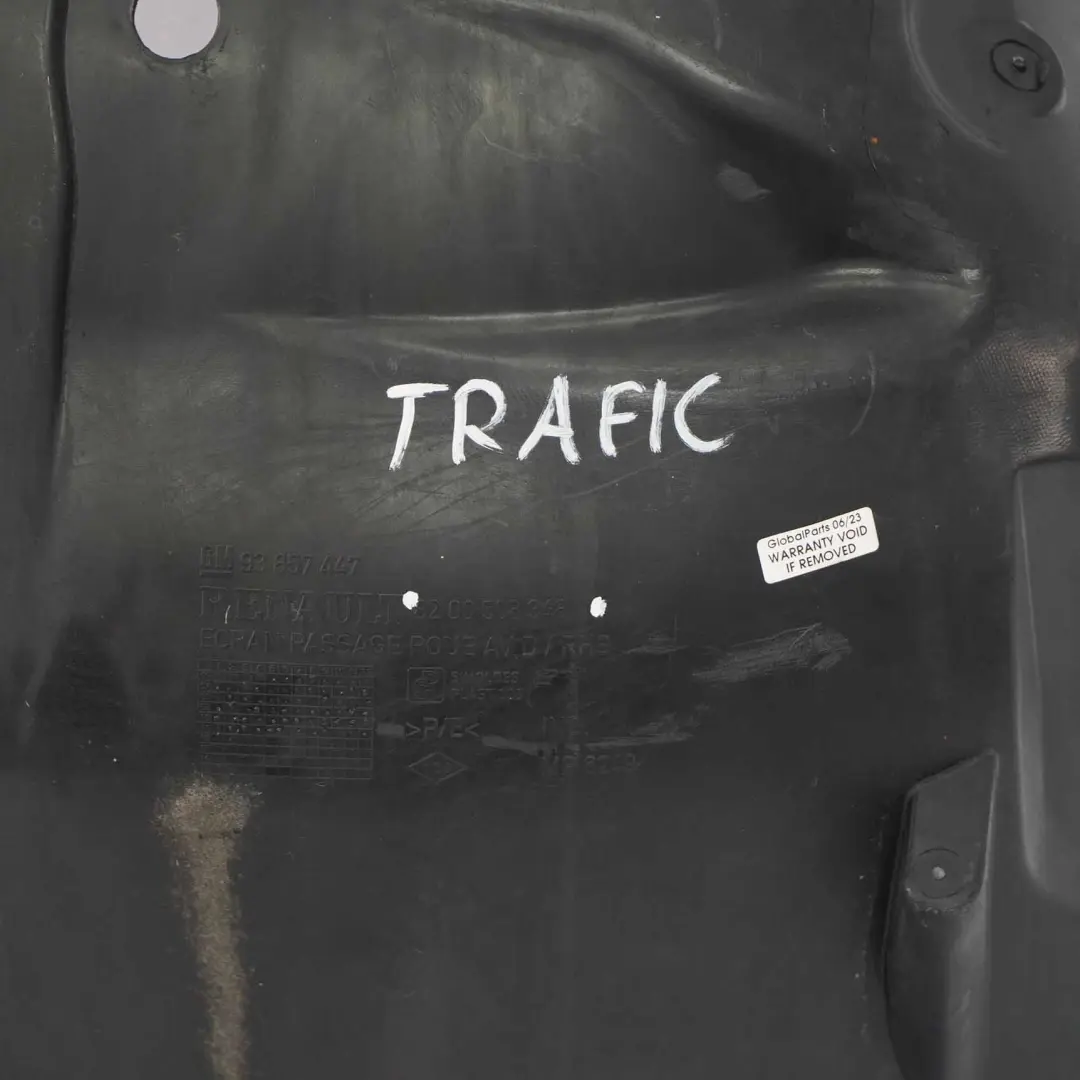 Paso Rueda Delantero Derecho Tapa Carcasa Sección Delantera para Renault Trafic II con número de pieza 8200508348 Renault Trafic II Paso Rueda Delantero Derecho Tapa Carcasa Sección Delantera - SKU 8200508348 - Número de pieza 8200508348