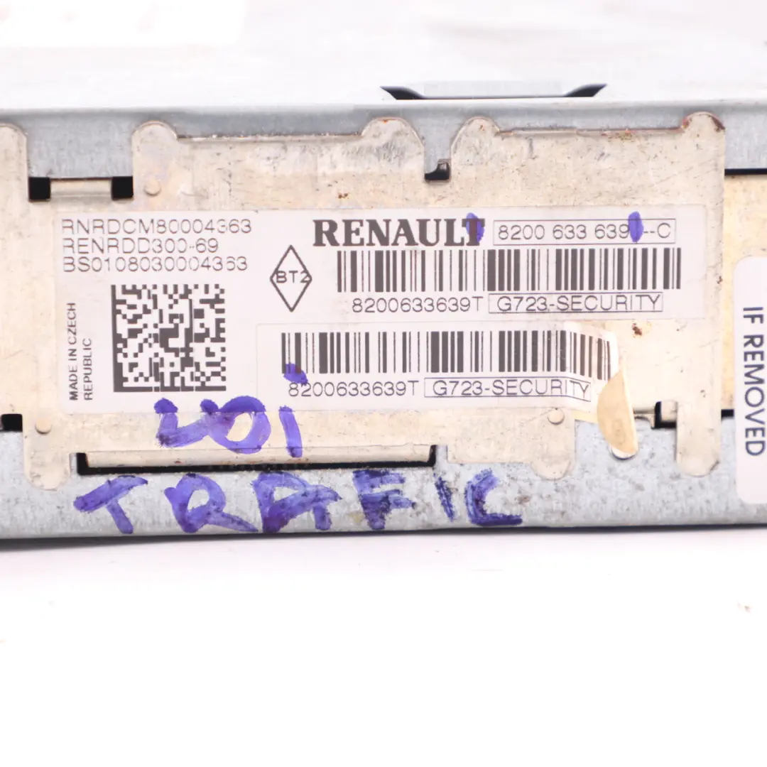 Radio CD Player Audio Stereo Head Unit to Renault Trafic with Part number 8200633639 Renault Trafic Radio CD Player Audio Stereo Head Unit - SKU 8200633639 - Part number 8200633639