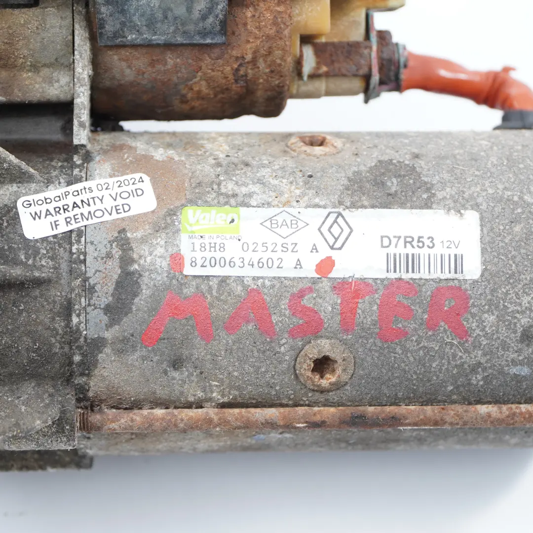 Starter Motor Elstock Renault Master II Trafic II 2.5 dCi Engine - SKU 8200634602-1 - Part number 8200634602