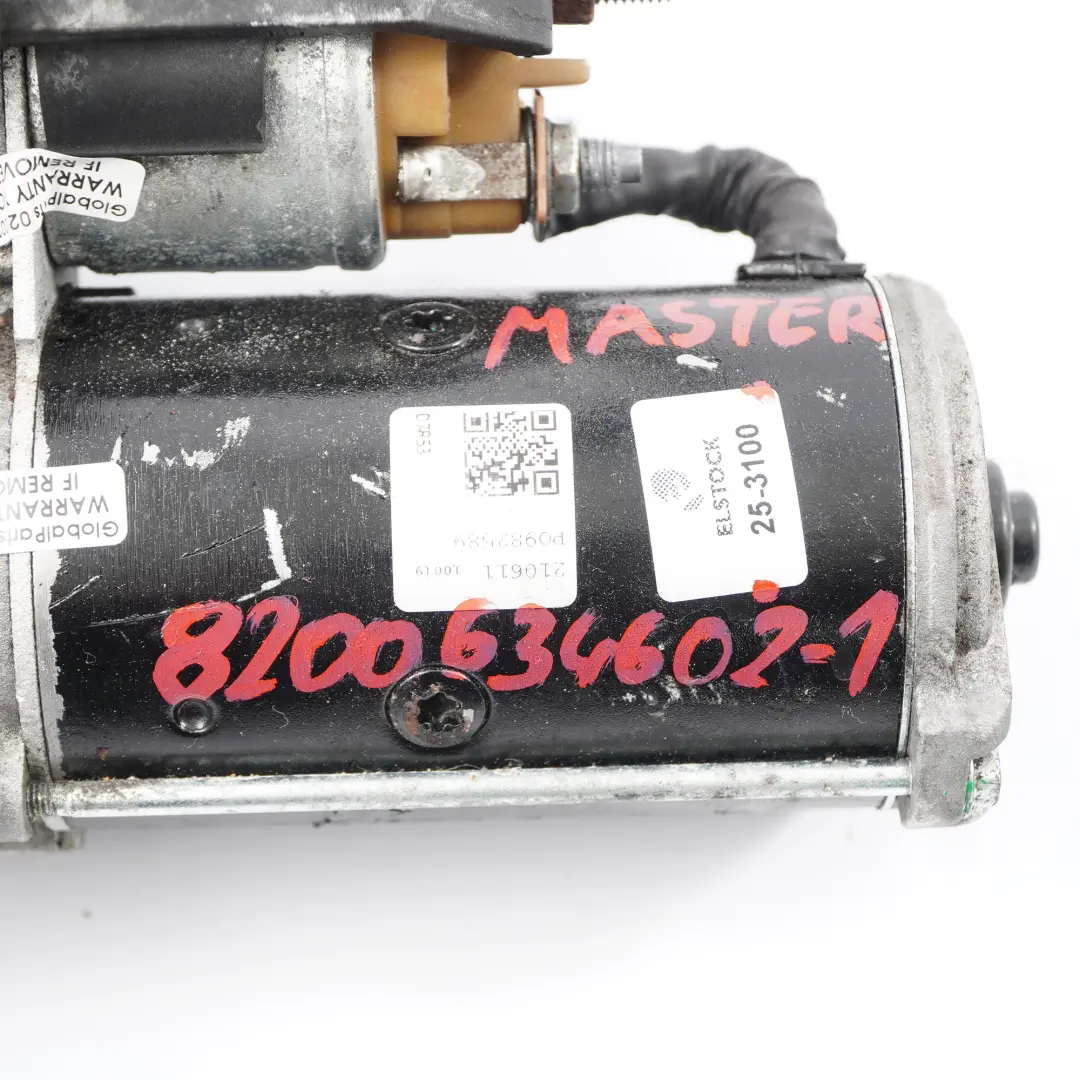 Starter Motor Elstock to Renault Master II Trafic II 2.5 dCi Engine with Part number 8200634602 Renault Master II Trafic II 2.5 dCi Engine Starter Motor Elstock - SKU 8200634602-1 - Part number 8200634602
