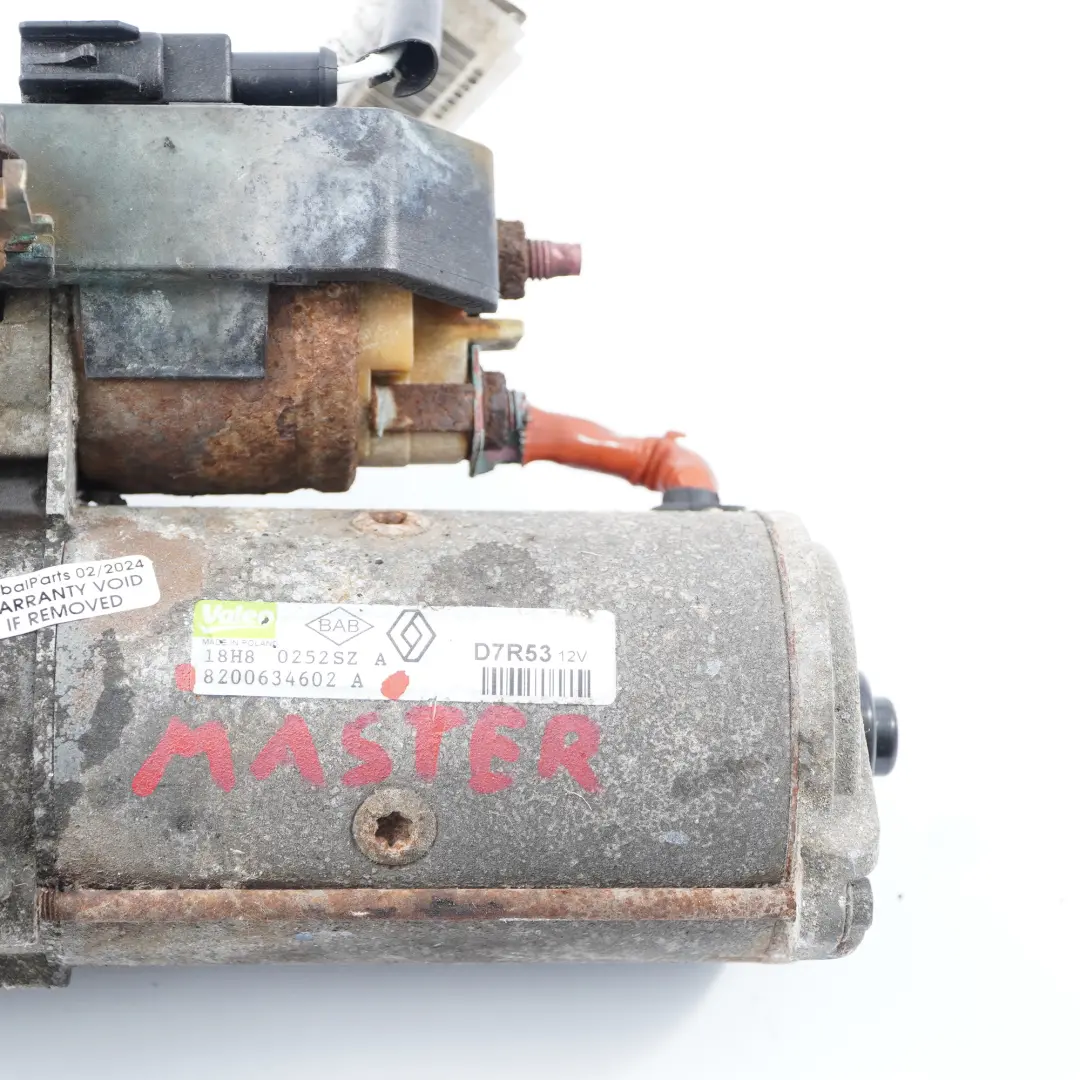 Starter Motor Valeo to Renault Master II Trafic II 2.5 dCi Diesel Engine with Part number 8200634602 Renault Master II Trafic II 2.5 dCi Diesel Engine Starter Motor Valeo - SKU 8200634602 - Part number 8200634602