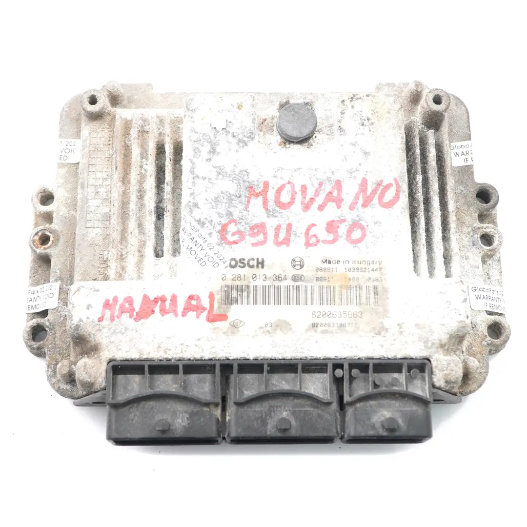 Vauxhall Movano A 2.5 CDTI G9U 650 Engine Module Unit ECU Manual - SKU 8200635663 - Part number 8200635663