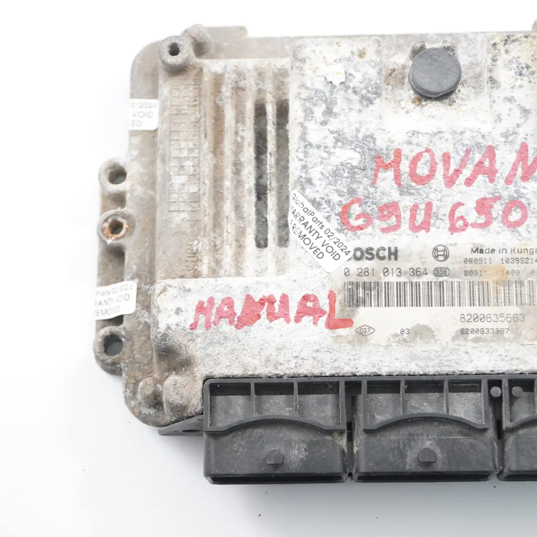 Opel Movano A 2.5 CDTI G9U 650 Diesel Module moteur Unit ECU Manuel - SKU 8200635663 - Numéro de pièce 8200635663