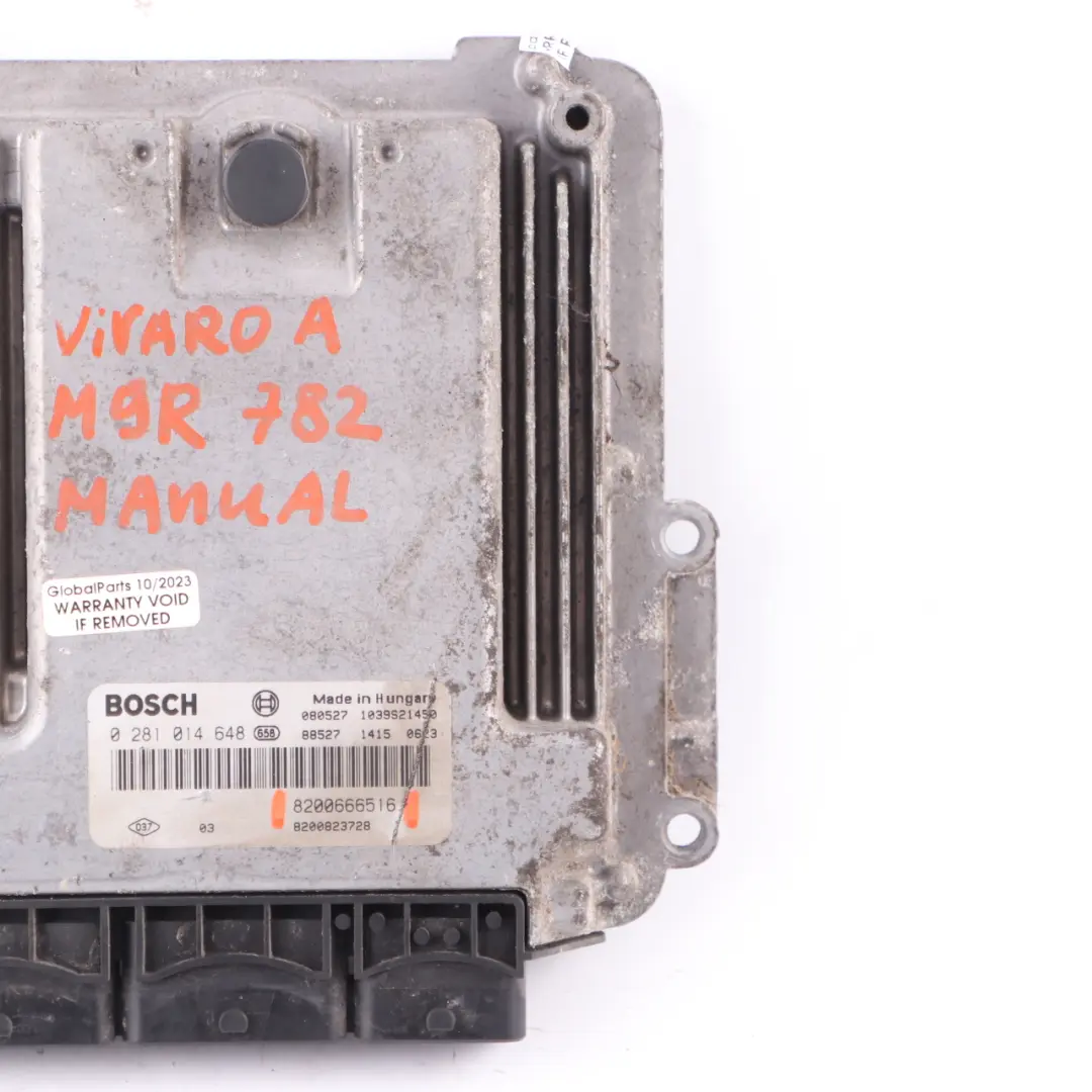 M9R 782 2.0 Diesel Unidad Motor ECU para Renault Trafic 2 Vauxhall Vivaro con número de pieza 8200666516 Renault Trafic 2 Vauxhall Vivaro M9R 782 2.0 Diesel Unidad Motor ECU - SKU 8200666516 - Número de pieza 8200666516