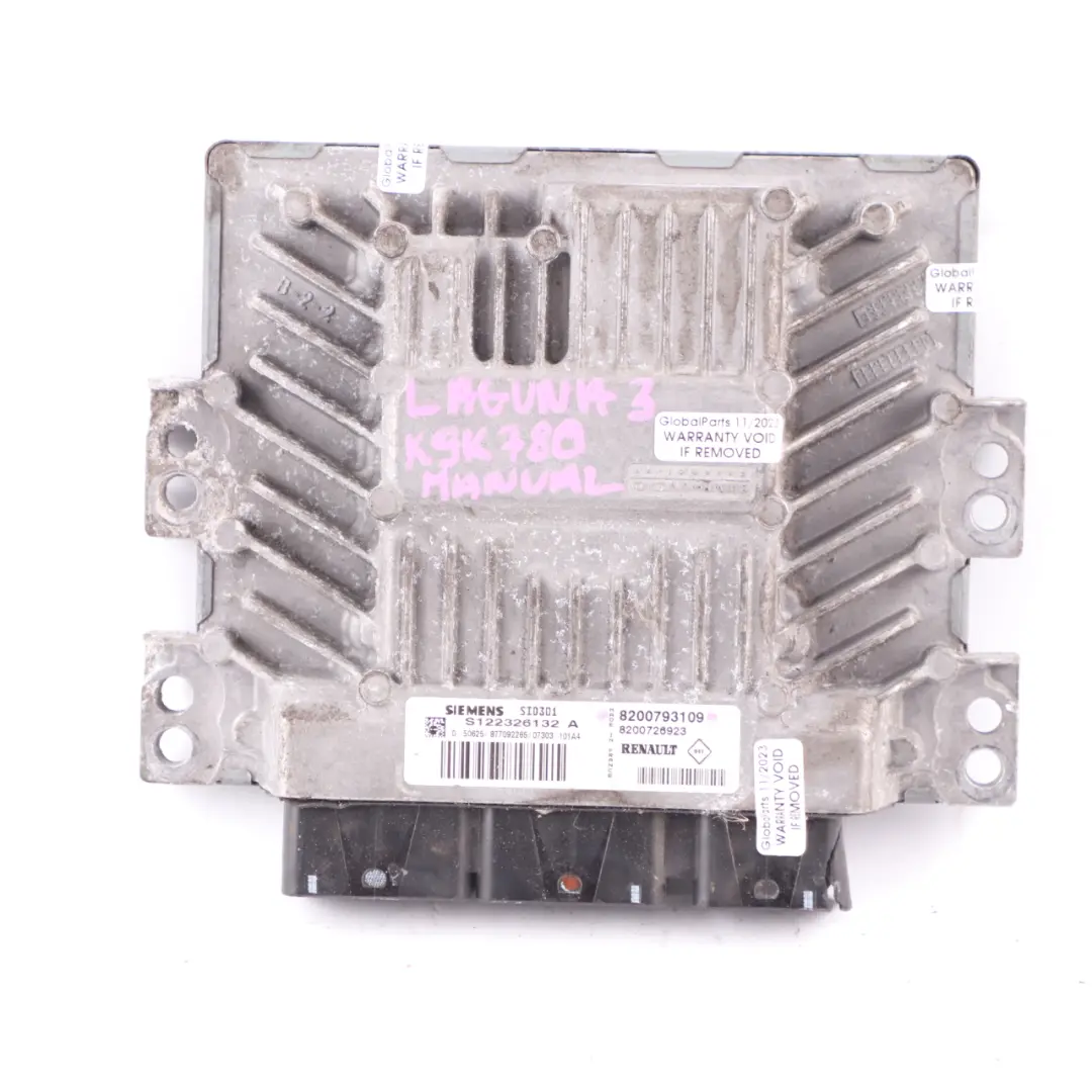 Renault Laguna 3 III K9K 780 1.5 DCI Engine Control Unit ECU Manual - SKU 8200793109 - Part number 8200793109