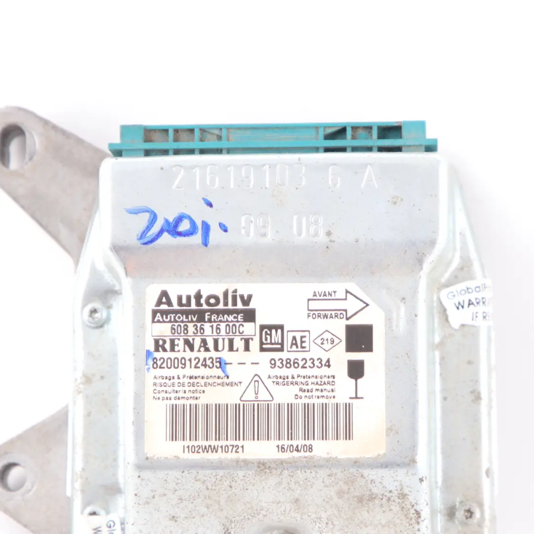 Airbag Module Control Unit ECU Car Safety Sensor to Renault Trafic II with Part number 8200912435 Renault Trafic II Airbag Module Control Unit ECU Car Safety Sensor - SKU 8200912435 - Part number 8200912435