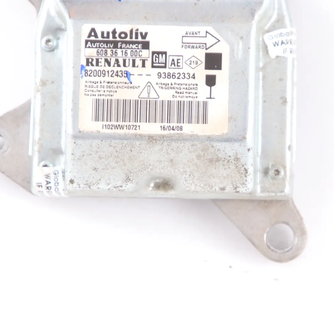 Airbag Module Control Unit ECU Car Safety Sensor to Renault Trafic II with Part number 8200912435 Renault Trafic II Airbag Module Control Unit ECU Car Safety Sensor - SKU 8200912435 - Part number 8200912435