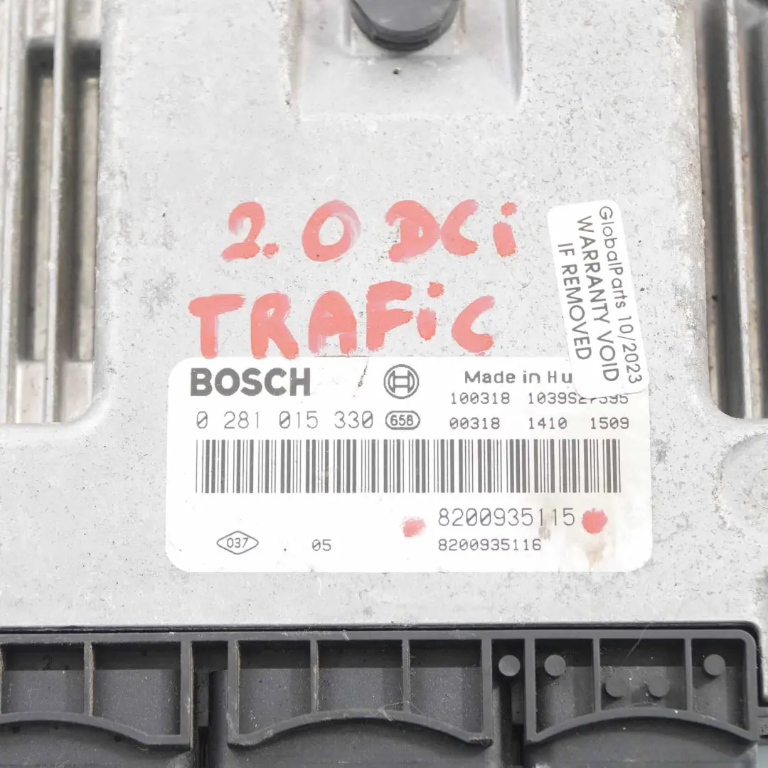 Renault Trafic F83 M9R 2.0 DCI Engine Control Unit Module ECU Manual - SKU 8200935115 - Part number 8200935115