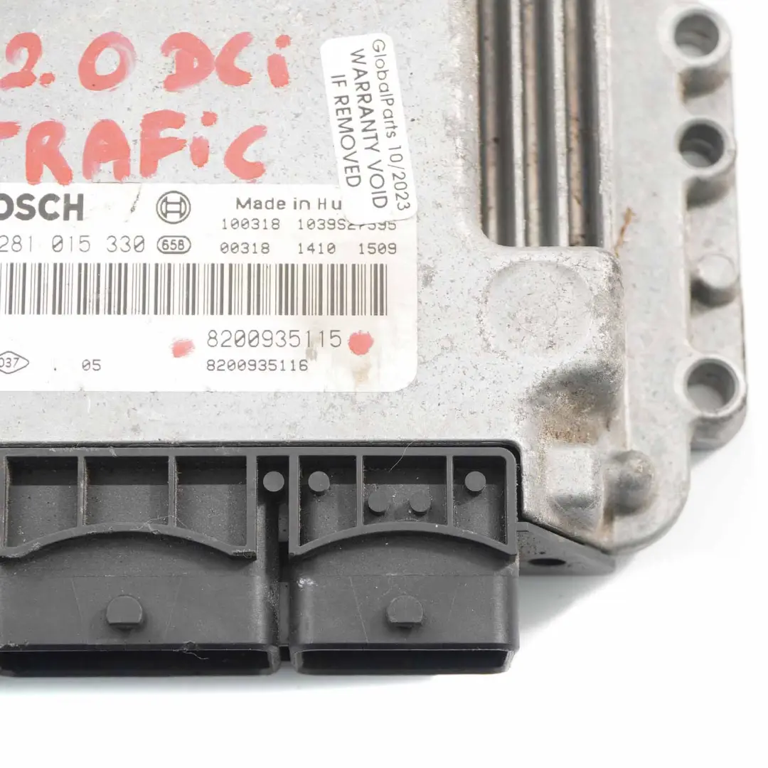 Renault Trafic F83 M9R 2.0 DCI Engine Control Unit Module ECU Manual - SKU 8200935115 - Part number 8200935115