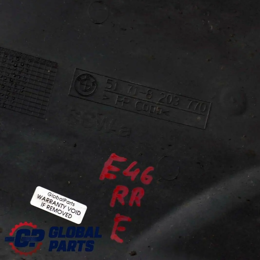 Trasera Derecha O / S Tapa Del Paso De Rueda Sección para BMW E46 con número de pieza 8203770 BMW E46 Trasera Derecha O / S Tapa Del Paso De Rueda Sección - SKU 8203770 - Número de pieza 8203770