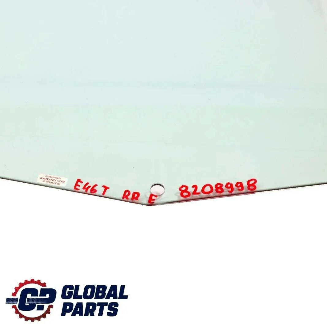 Vidrio Ventana Lateral Verde Puerta Trasera Derecha para BMW E46 Touring con número de pieza 8208998 BMW E46 Touring Vidrio Ventana Lateral Verde Puerta Trasera Derecha - SKU 8208998 - Número de pieza 8208998