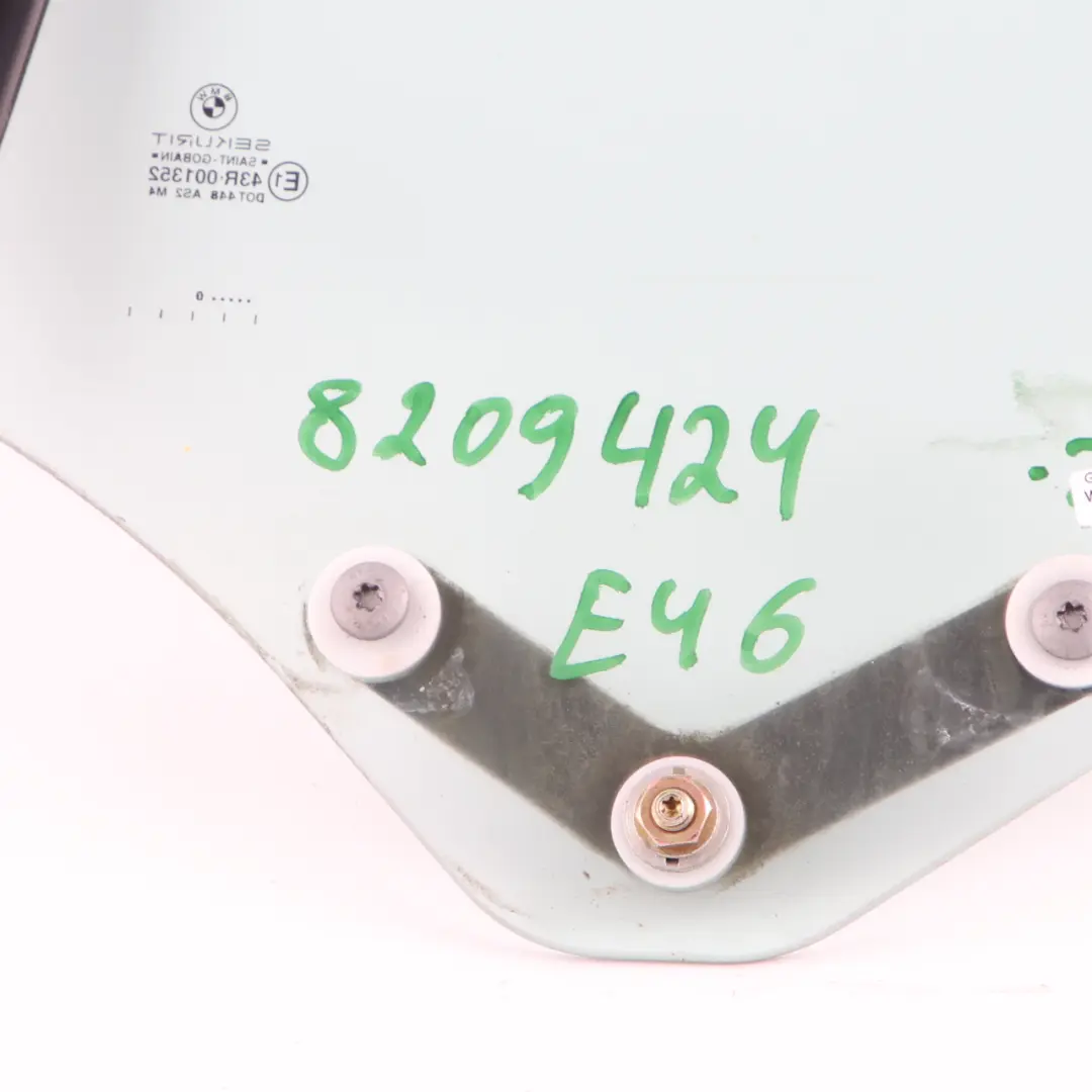 Fenêtre Latérale Quart Vitre Verte Arrière Droite AS2 pour BMW E46 Cabriolet à propos du numéro de pièce 8209424 BMW E46 Cabriolet Fenêtre Latérale Quart Vitre Verte Arrière Droite AS2 - SKU 8209424-1 - Numéro de pièce 8209424