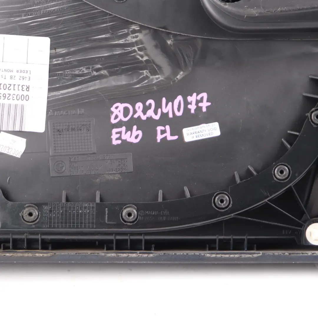 Front Left N/S Trim Panel Door Card Leather Montana to BMW 3 E46 Coupe Convertible with Part number 8224077 BMW 3 E46 Coupe Convertible Front Left N/S Trim Panel Door Card Leather Montana - SKU 8224077 - Part number 8224077