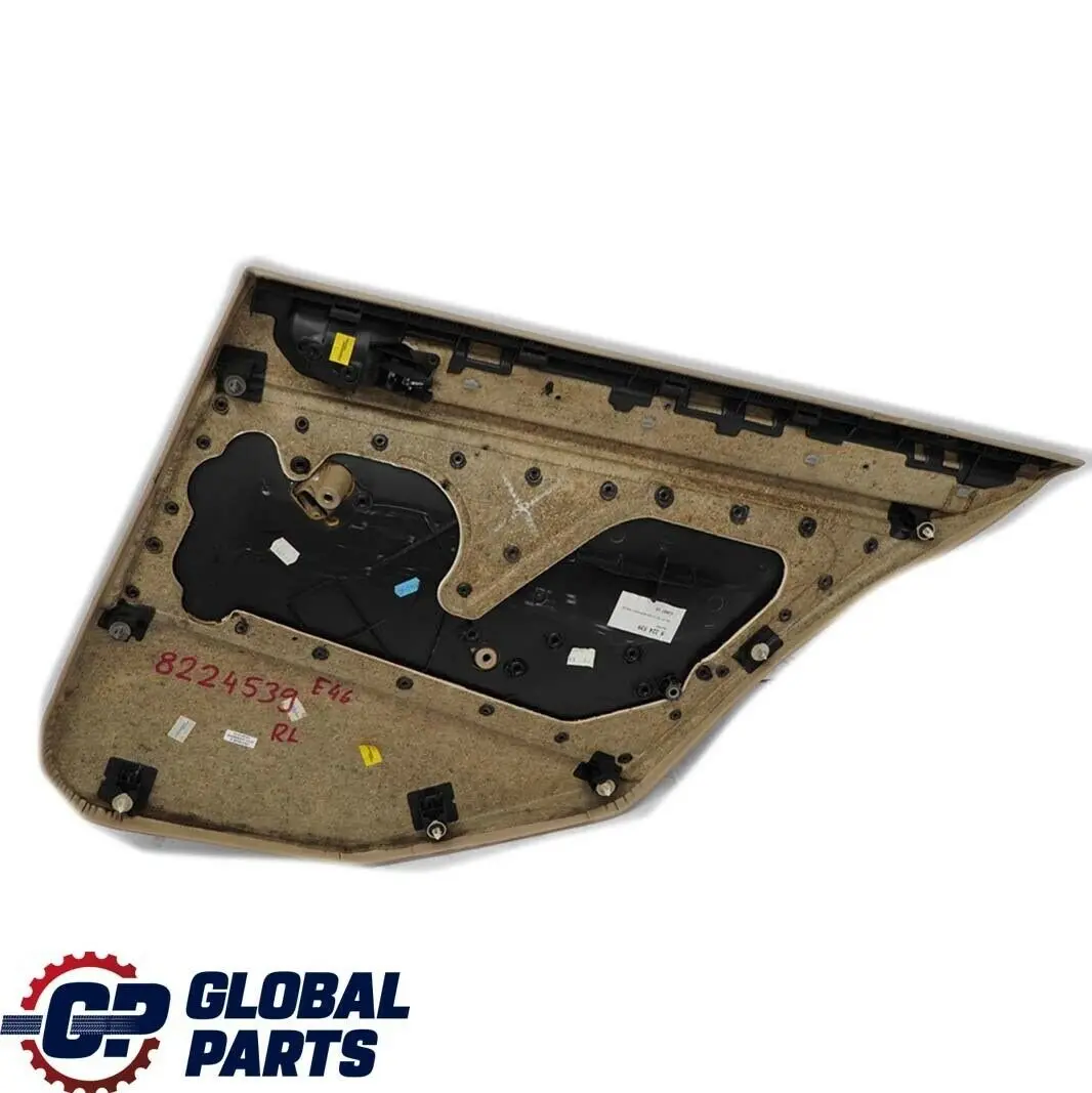 Left N/S Trim Panel Door Card Leather Light Beige to BMW 3 E46 Saloon Touring Rear with Part number 8224539 BMW 3 E46 Saloon Touring Rear Left N/S Trim Panel Door Card Leather Light Beige - SKU 8224539 - Part number 8224539