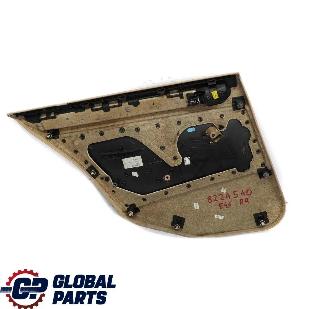 Right O/S Trim Panel Door Card Leather Beige to BMW 3 E46 Saloon Touring Rear with Part number 8224540 BMW 3 E46 Saloon Touring Rear Right O/S Trim Panel Door Card Leather Beige - SKU 8224540 - Part number 8224540