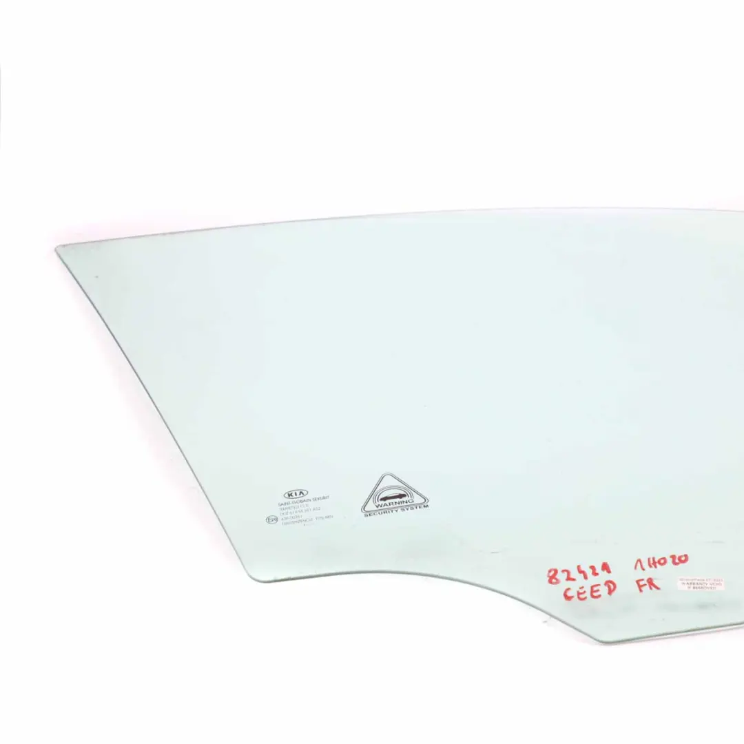 Glace de Porte Avant Droite Vert Vitrage AS2 pour Kia Ceed à propos du numéro de pièce 824211H020 Kia Ceed Glace de Porte Avant Droite Vert Vitrage AS2 - SKU 824211H020 - Numéro de pièce 824211H020