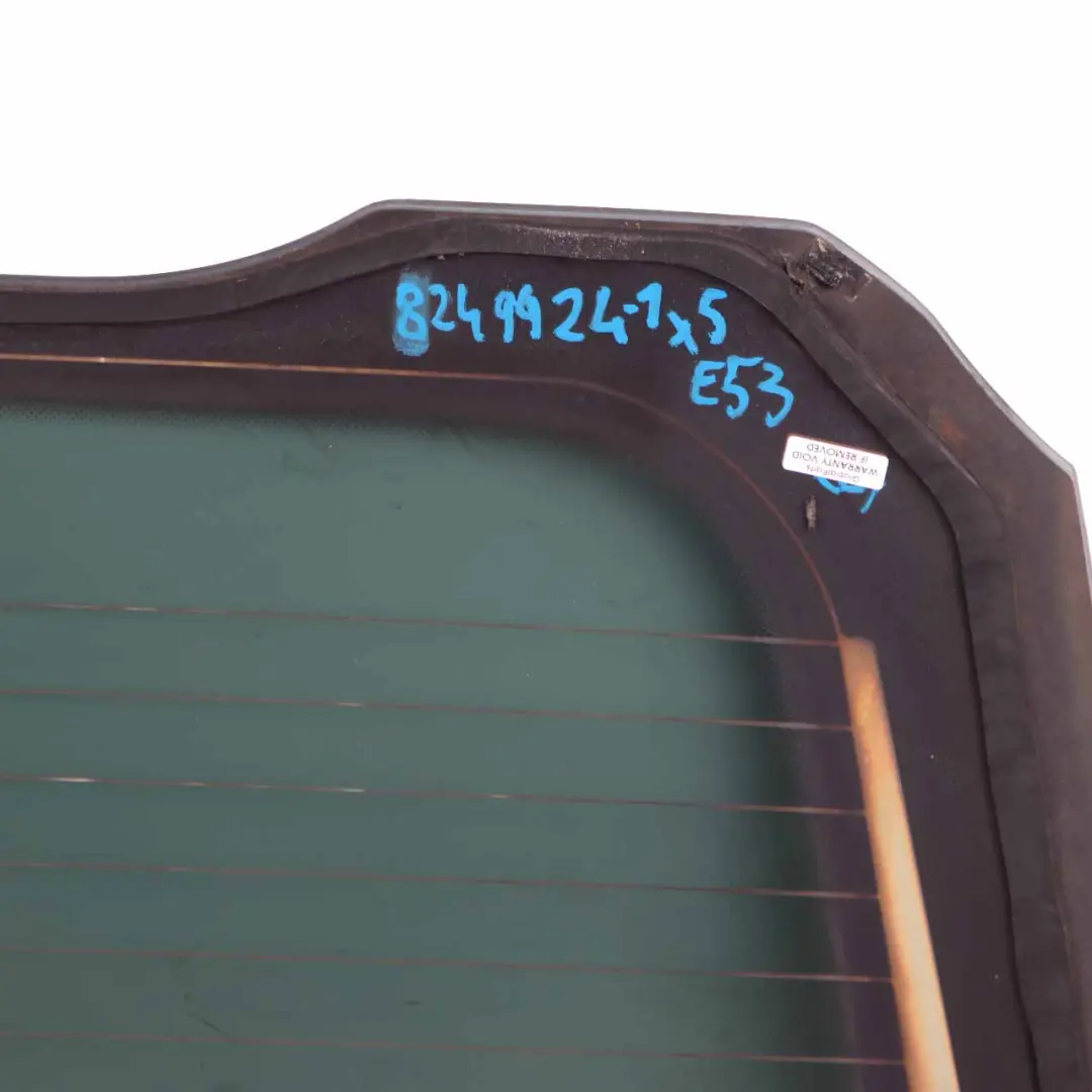 Window Glass Rear Tailgate Trunk Boot Lid Glazing AS3 Black to BMW X5 E53 with Part number 8249924 BMW X5 E53 Window Glass Rear Tailgate Trunk Boot Lid Glazing AS3 Black - SKU 8249924-1 - Part number 8249924