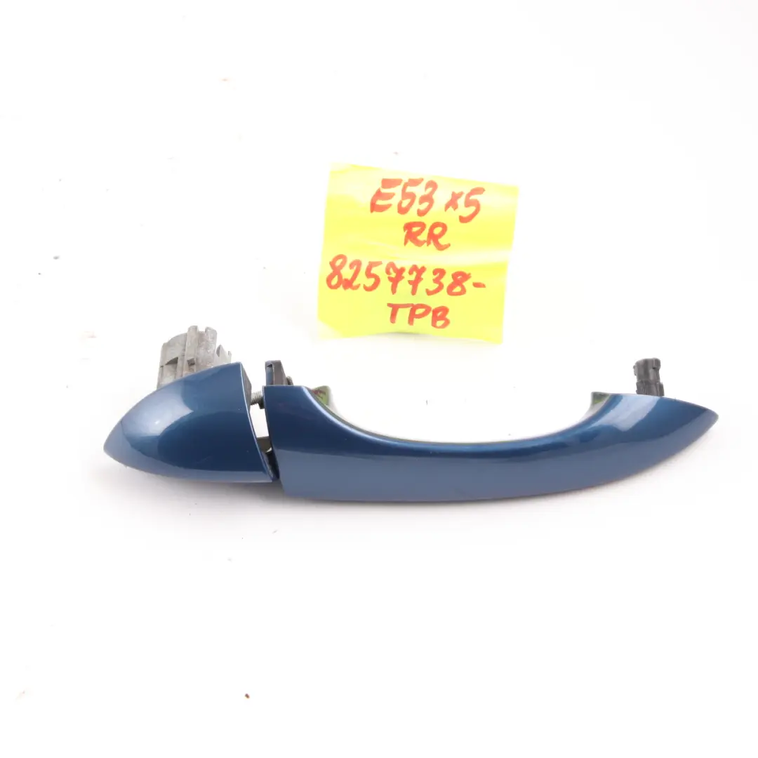 Handle Grab Front Rear Right Door O/S Topasblau Topaz Blue Blau to BMW X5 E53 with Part number 8257738 BMW X5 E53 Handle Grab Front Rear Right Door O/S Topasblau Topaz Blue Blau - SKU 8257738-TPB - Part number 8257738