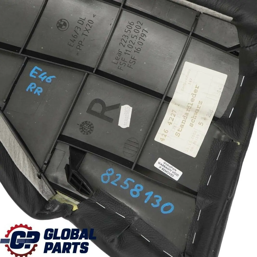 BMW 3 E46 Boczek Kanapy Tylny Prawy Tył Prawy Skóra Czarna - SKU 8258130 - Numer Części 8258130