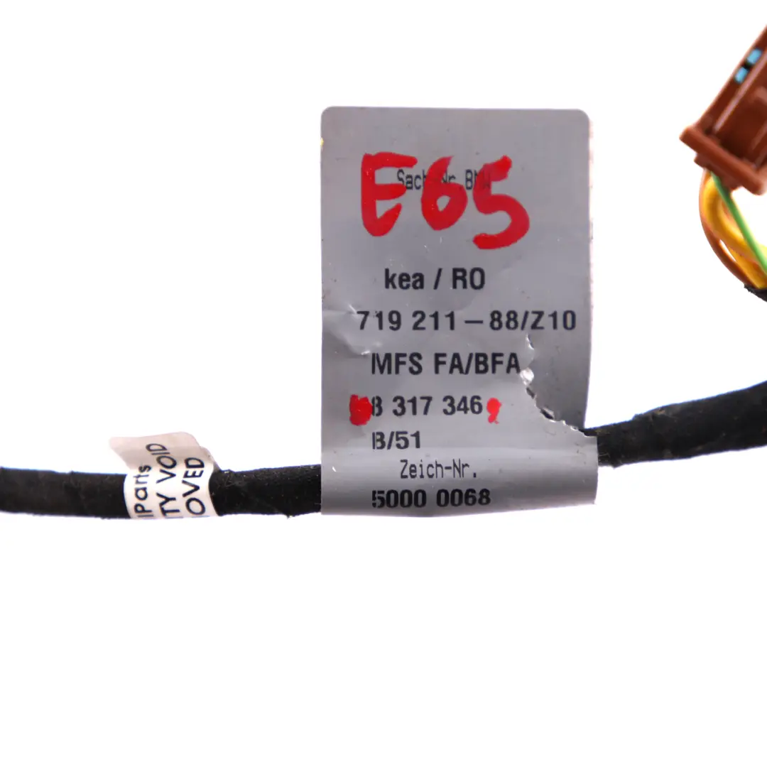 Front Seat Cable Harness Wiring Loom Plug Connector Socket to BMW E65 with Part number 8317346 BMW E65 Front Seat Cable Harness Wiring Loom Plug Connector Socket - SKU 8317346 - Part number 8317346
