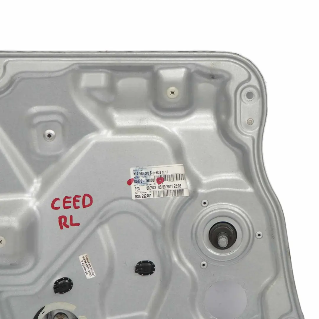 Window Lifter Rear Door Left N/S Regulator Mechanism to Kia Ceed I with Part number 83470-1H030 Kia Ceed I Window Lifter Rear Door Left N/S Regulator Mechanism - SKU 83470-1H030 - Part number 83470-1H030