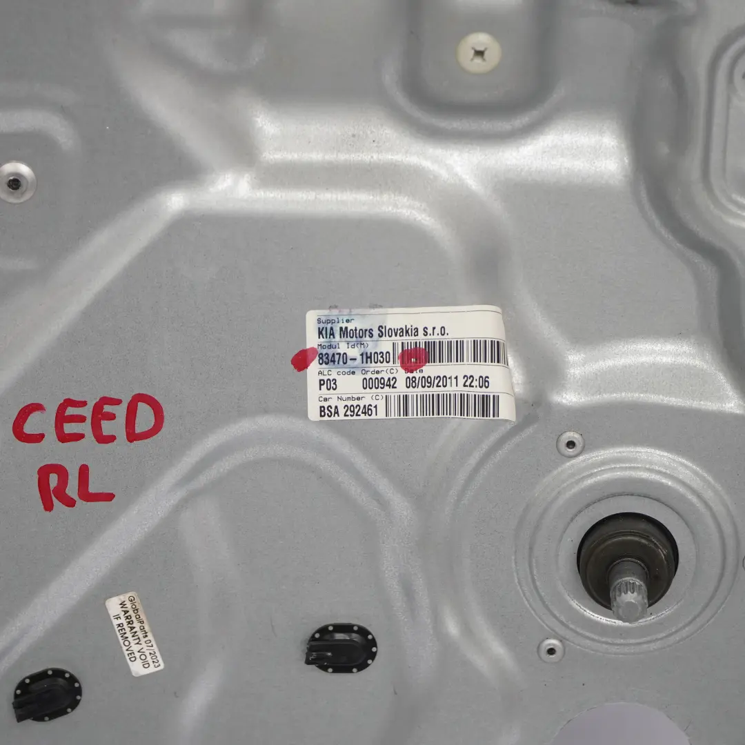 Kia Ceed I Window Lifter Rear Door Left N/S Regulator Mechanism - SKU 83470-1H030 - Part number 83470-1H030